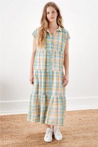 AE Plaid Midi Shirt Dress 