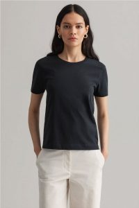 Gant γυναικείο T-shirt μονόχρωμο με κεντημένο logo 