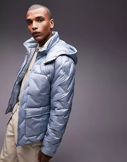 Topman puffer jacket with hood